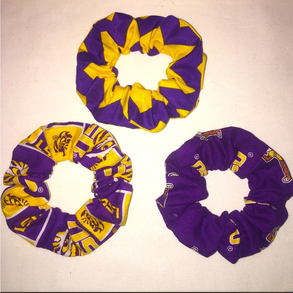 NWT LSU Tigers Hair Scrunchies 3 Pack Made in the USA
